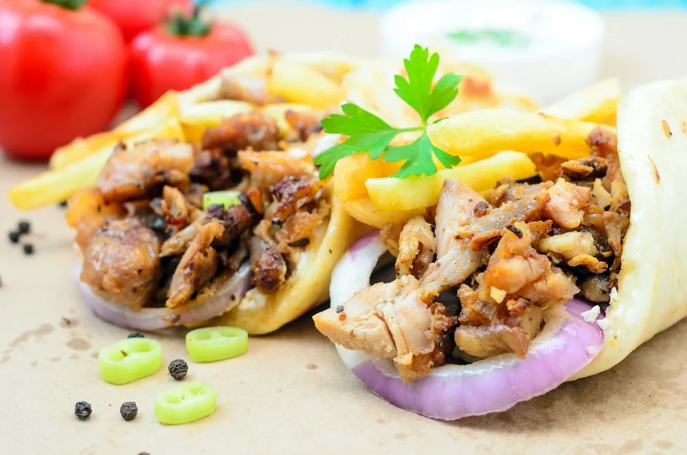 Chicken shawarma with fries
